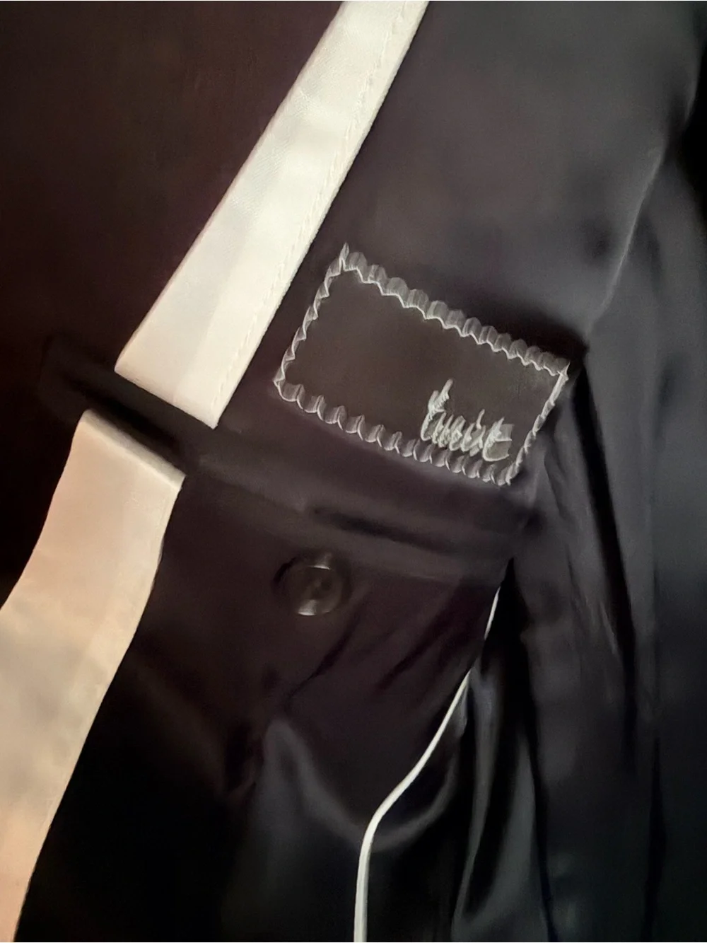 TWIST Men's Black Pinstripe Tuxedo Jacket with Satin Lapel